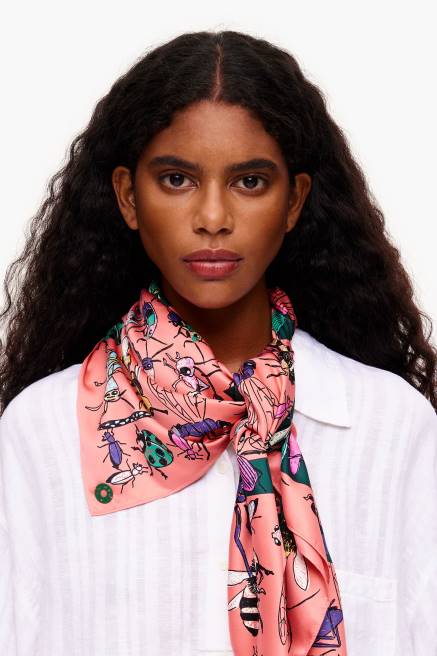 Bimba Y Lola Schal mit Insekten und Logo Zubehör Koralle T04ZZ642