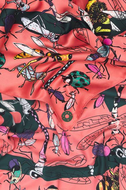 Bimba Y Lola Schal mit Insekten und Logo Zubehör Koralle T04ZZ642