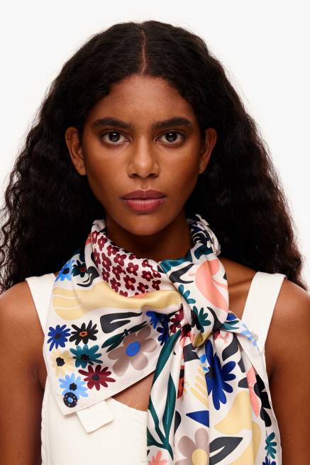 Bimba Y Lola Schal mit Tieren und Blumen Zubehör hellgrau T04ZZ647