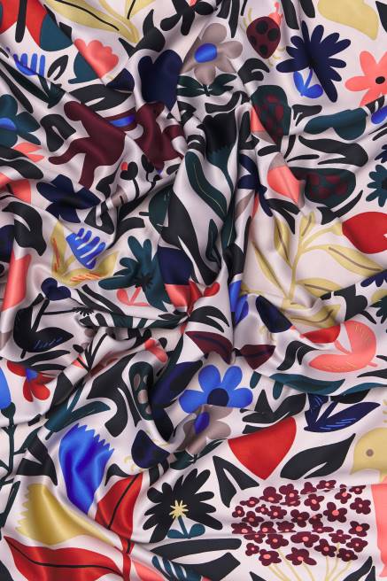 Bimba Y Lola Schal mit Tieren und Blumen Zubehör hellgrau T04ZZ647