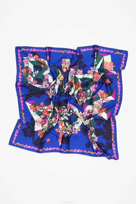 Bimba Y Lola Schal mit geometrischen Blumen und Logo Zubehör Blau T04ZZ628