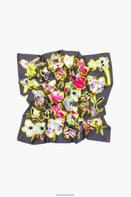 Bimba Y Lola dunkler Blumenschal grau Zubehör T04ZZ604